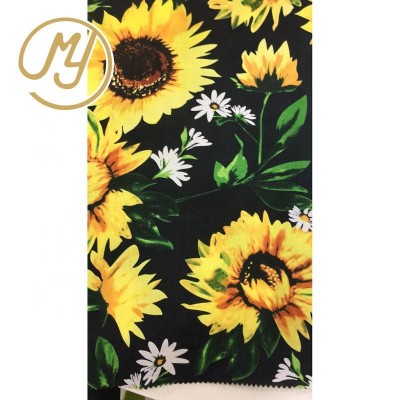 New Design 100gsm Plain Breathable Organic Big Sunflower 100% Cotton Print Fabric For Garment